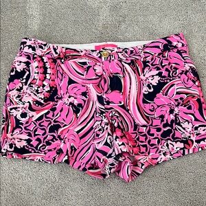 Vibrant Pink Lilly Pulitzer Patterned Women Shorts